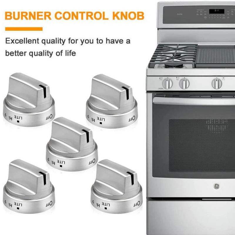 WB03X24818 5 Pcs WB03X2481 Stainless Steel Look Control Knobs for