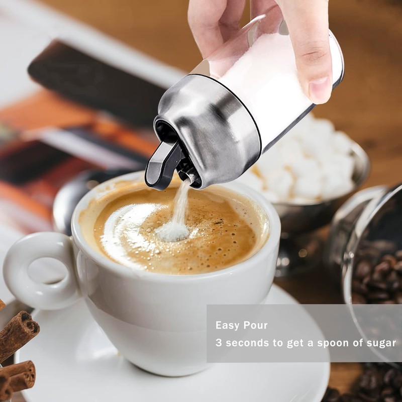 Aelga Glass Sugar Dispenser with Pour Spout, Weighted Pourer, for