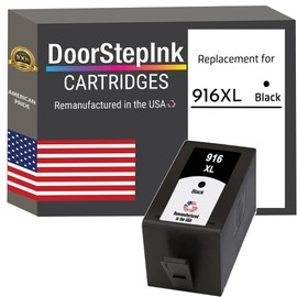 DoorStepInk Remanufactured in The USA Ink Cartridge Replacements for HP 916XL 916 XL Black for Printers HP OfficeJet Pro 8022 8023 8024 8025 8025e 8026 8028 8030 Series 8035 8035e