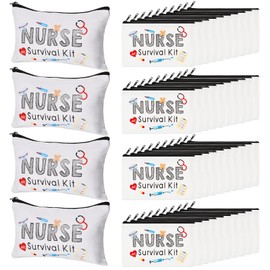 Abbylike 50 Pieces Nurse Gift Bag Survival Kit Makeup Bags Canvas Multi Purpose Zipper Pouch Funny Travel Bag for Birthday Nurse Week Practitioner Gifts for Women Girls Nurse School, 7.09 x 4.33 Inch