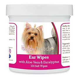 Healthy Breeds Yorkshire Terrier Ear Cleaning Wipes with Aloe & Eucalyptus for Dogs 100 Count