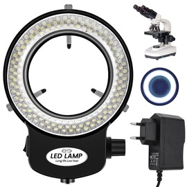 Tiamu 144 LED Industrial Microscope Camera Ring Light, Stereo Microscope Light Illuminator, Super Brightness LED Beads Ring Light, 0-100% Adjustable for Stereo Microscope, Jewellery Repair Lamp