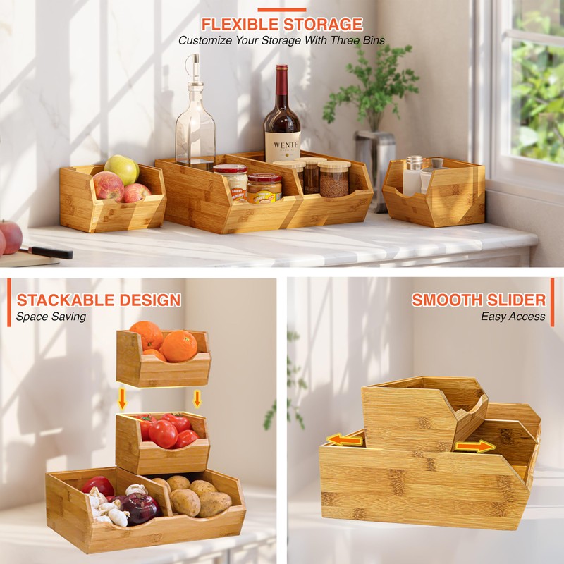 HOMESTEAD Bamboo Pantry Storage Bins – Potato & Onion Storage