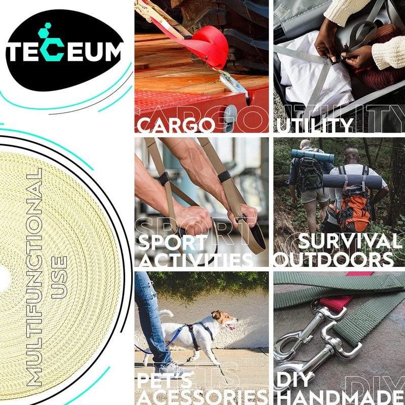 TECEUM 1.5 Inch Webbing – Cream – 10 Yards –