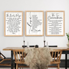 Vintage Rustic Bible Verse Framed Wall Art Set of 3, 16''×24'' Retro Positive Religious Christian Quotes Sign for God Jesus Christ Prayer, Cottagecore Holy Inspirational Catholic Scripture Decor