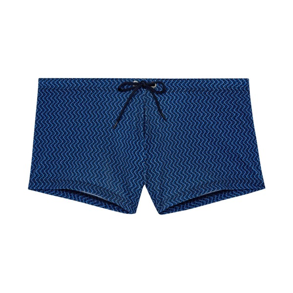 HOM Men's Morny Swim Trunks, Micro motif navy / orange