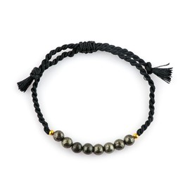 Thecraftman Natural Beads Braided Bracelet, Energy Crystals, Birthday, Gift for Her, Resizable Hand Braid Rope Thread Protection Bracelet for Men, Women, Gemstone Jewelry 7 inch (Pyrite)