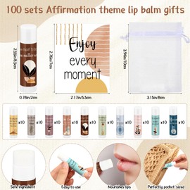 Leelosp 100 Sets Mental Health Awareness Gifts Lip Balm Bulk Inspirational Lip Balm with Positive Daily Affirmation Cards Self Care Gifts for Women Men Stress Relief Family Reunion Favor