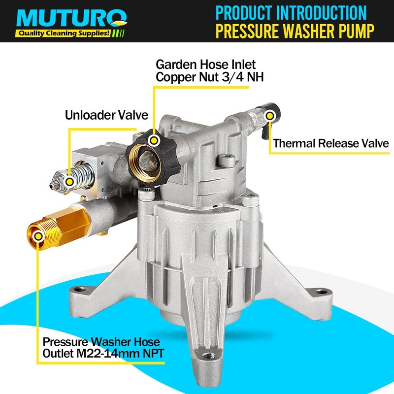 MUTURQ Vertical Pressure Washer Pump 7/8" Shaft, 3000 PSI, 2.5