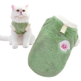 Franela de Otoño e Invierno Bordada de Cordero Gruesa a Prueba de Viento, Cómoda y Cálida para Perros y Gatos, Adecuada para Perros y Gatos Pequeños-Verde(XS-L) (X-Small)