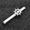 Asienice Skinny Nautical Tie Clip for Mens Silver Rudder Tie