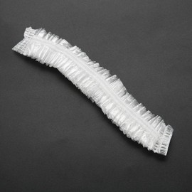 100pcs Gorros de ducha desechables Sombrero de Baño Gorro de Pelo Portátil de Viaje Transparente gorros impermeables de plástico elástico para el cabello Para Ducha Desechable Claro Para Spa Salón
