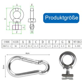 Norhogo Pack of 8 Piping Stoppers Stainless Steel with Carabiner, Piping Stopper with Carabiner, 304 Stainless Steel Piping Strips Stopper, Locking Kit Awning Stopper, Awning Rail Stopper for