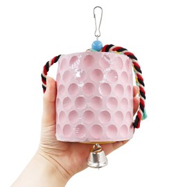 Dnoifne Extra Large Bird Chew Toy, Parrot Beak Whetstone with Bells Bird Cage Accessories Cage Toy for Cockatiel Budgie Parrot Goat Parakeet Rat Hamster Chinchilla