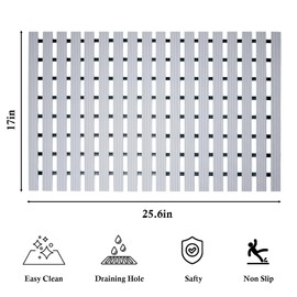 Tiamo Extra Long Non Slip Shower Mat Without Suction Cups,Heavy Duty Rubber Bathtub Mat Spliceable,Cuttable,Quick Drain,Indoor Outdoor Use,2pack (Grey)…