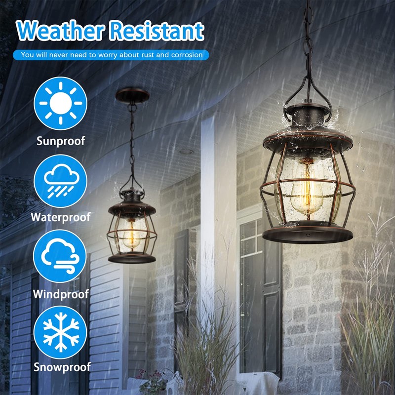MrSconce Outdoor Pendant Light, Farmhouse Exterior Hanging Light Fixture with