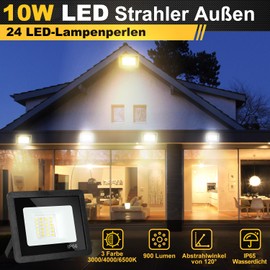 Jopassy LED Outdoor Spotlight 2 x 10 W Dimmable LED Floodlight IP65 Waterproof Outdoor Spotlight 3000/4000/6500 K LED Floodlight for Sports Field Lawns Backyard Driveway Garage Hallway Garden