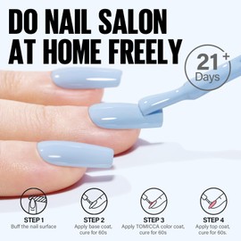 TOMICCA Blue Gel Nail Polish - Pastel Baby Blue, UV Gel Polish Spring Summer Pastel Colors, Long Lasting Cotton Candy