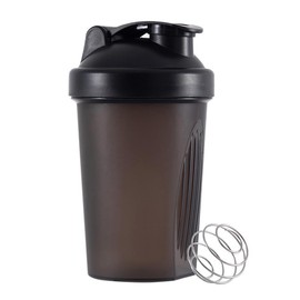 huiyoujiu Protein Shaker Bottle, Supplements Shakers with Mixing Ball, Portable Workout Water Cup with Leakproof Flip-on Lid, 400ml Fitness Milkshake Bottle for Gym, Sports, Fitness (Black)