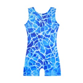 HOZIY - Maillot de gimnasia para niñas, unicornio, aurora, arcoíris, sirena, dinosaurio, magdalena, chispa, biketard, niños pequeños, azul Wave, 7-8 Años