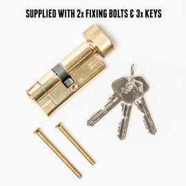 TSS Brass High Security TS007 1 Star Euro Thumbturn Cylinder Lock, British Standard, Insurance Approved Barrel Lock. Supplied with 3 Keys. Key & Turn Brass (35mm Internal x 35mm External (70mm Total))