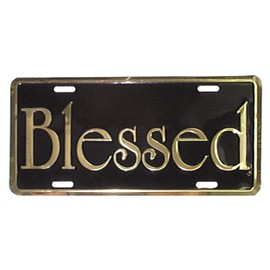 Aluminum Inspirational Deluxe License Plate - Blessed | Universal Car License Plate | Rust-Proof, Weather-Proof | Durable, Heavy Gauge Embossed Aluminum | Enamel Finish | Made in The USA