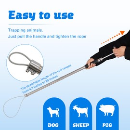 Dog Catcher Pole Animal Control Pole Cat Catcher Pole Heavy Duty Catch Pole Trap Kit for Dogs, Pig Fox, Hog and Other Wildlife, Length 30 inches