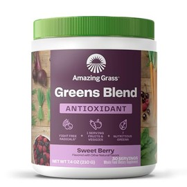 Amazing Grass Amazing Grass Greens Superfood Antioxidant: Greens Powder with Organic Spirulina, Beet Root Powder, Elderberry & Probiotics, Sweet Berry, 30 Servings (Packaging May Vary)