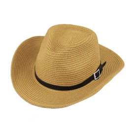Unisex Cowboy Hat, Women Men Foldable Straw Hat, Large Brim Summer Hat, Anti UV Panama Hat, Female Summer Hat, Sun UV Protective Cap, UPF 50+, khaki