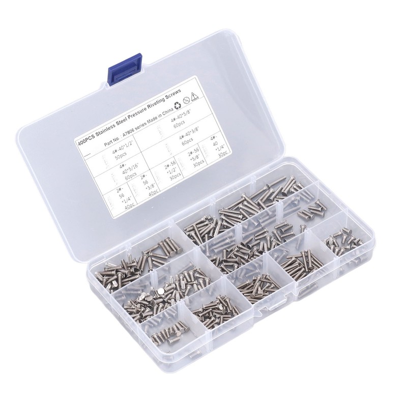 400Pcs Riveting Screw Kit Pull Electric Welding Stainless Steel Fastener