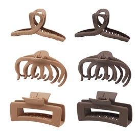 Wincco Large Hair Claw Clips, Maillard color and Durable Polycarbonate material, 6pcs Matte Non Slip Hair Clips for Women and Girls use.