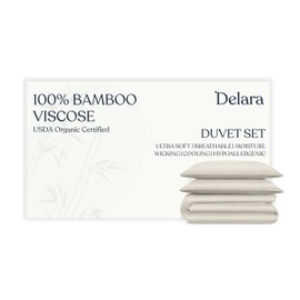 Delara 100% Viscose Derived from Bamboo Duvet Cover Set - Ultra-Soft, Cooling & Breathable Luxury Bedding, Includes Duvet Cover & Pillow Shams