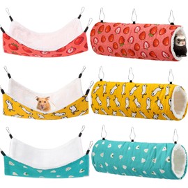 Abbylike 6 Pieces Rat Guinea Pig Hanging Hammock Ferret Cage Accessories Ferret Tunnels and Tubes Small Pet Hanging Beds Glider Toy Guinea Pig Ferret Hideout Bed Cage Accessories(Elegant)