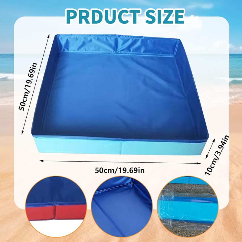 2 Pack Foldable Sandbox，20 Inch Portable PVC Sand Box for