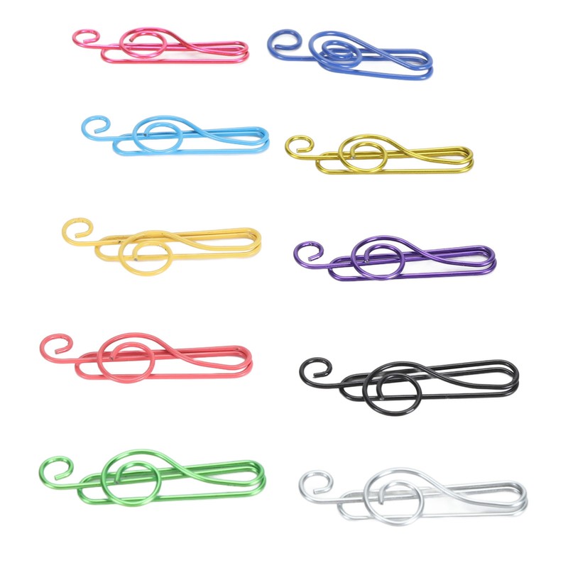 100Pcs Cute Note Paper Clips 10 Colors Metal Music Note