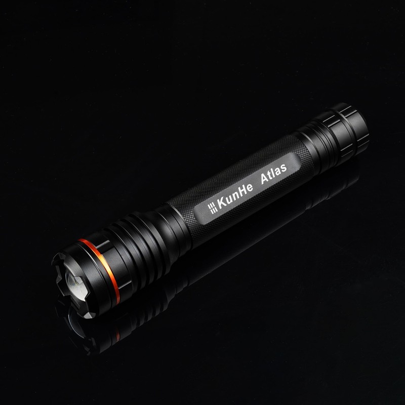 KunHe Heavy Duty Flashlight, 3 D Battery, High Lumens, Zoomable