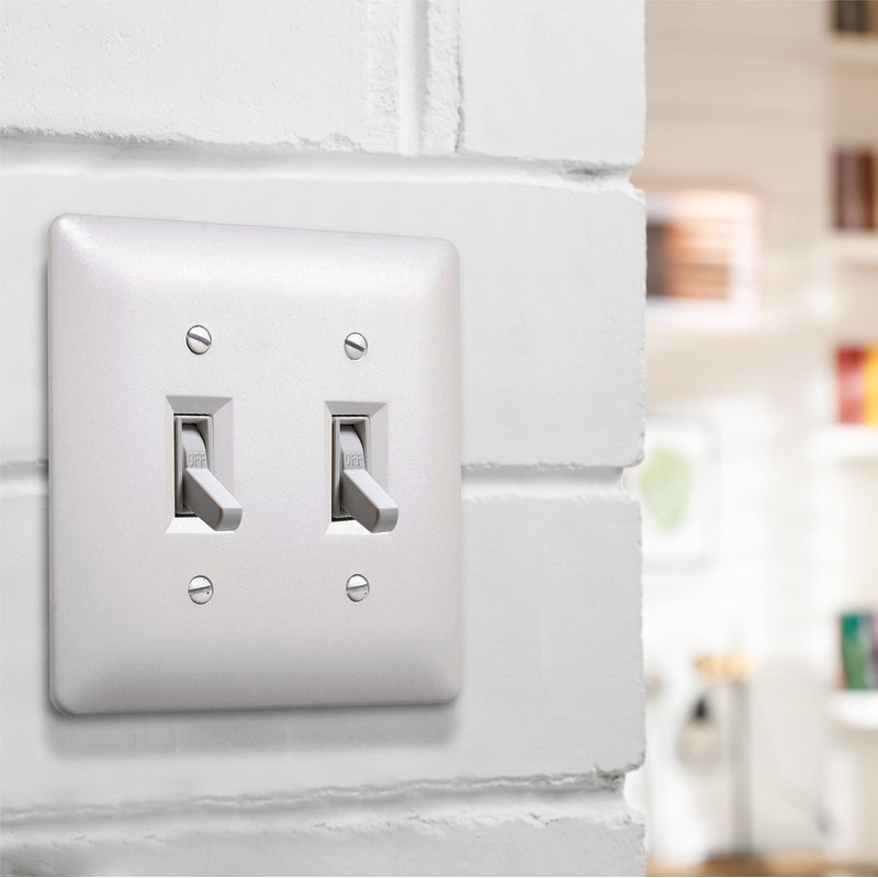 TayMac 4400W Paintable Double Toggle Light Switch Wall Plate Cover,