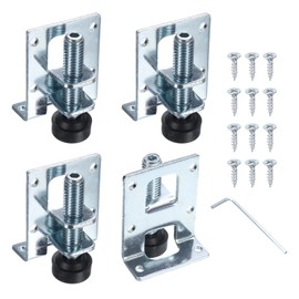 sourcing map 4Pack Adjustable Furniture Leveling Feet, 2.17" Heavy Duty Furniture Levelers Metal Mounting Brackets for Workbench Cabinet Wardrobe, Silver