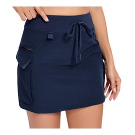 Timuspo Cargo Skirt Elasticated Waist Golf Skirt Casual Solid Short Skirts for Women UK Navy Blue M