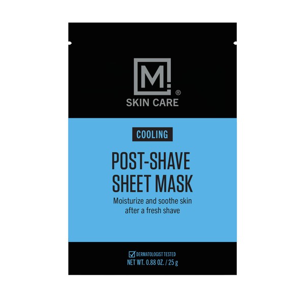 M. Skin Care Post Shave Cooling Facial Sheet Mask for Men, Moisturize and Sooth Aftershave, Razor Burn and Ingrown Hair Relief, Cruelty and Paraben Free