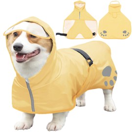 Dog Raincoat Hooded Slicker Poncho - Reflective Lightweight Pet Rain Jacket Coat,Dog Waterproof Raincoat with Adjustable Belly Strap for Small,Medium, Large Dogs