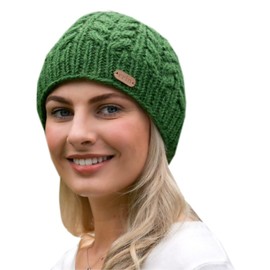 Erin Knitwear Irish Wool Beanie Hat – Green, One Size
