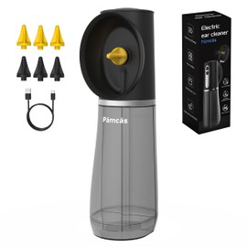 Electric Ear Wax Removal Device, Ear Cleaner with 4 Cleaning Modes, 2 Different Size Big Hole for Ear Irrigation, One-Piece Waste Tank Portable Design, IPX7, 6Tips, Black