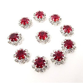 Syntego Round Rhinestone Diamante Crystal Embellishment 9 Diamantes With Large Center Diamante 12mm Really Sparkle (Red)