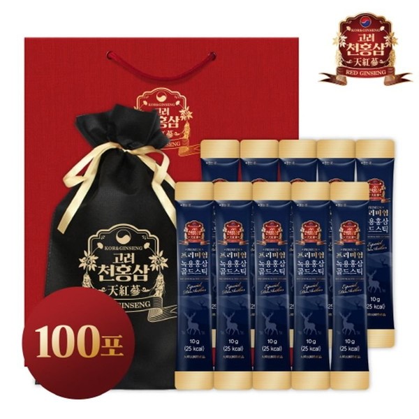 Goryeocheon Red Ginseng Premium Antler Red Ginseng Gold Stick 10g x 100 packets, single option / 고려천홍삼 프리미엄 녹용홍삼 골드스틱 10g x 100포, 단일옵션