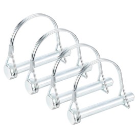 PATIKIL Trailer Coupler Pin 3/8x2-5/9", 4 Pcs Wire Lock Pin Safety Shaft Locking Pin Round Pto Pins for Farm Trailers Lawn Hitches Garden Tractor Kayak Boat (9.5 x 65 mm)