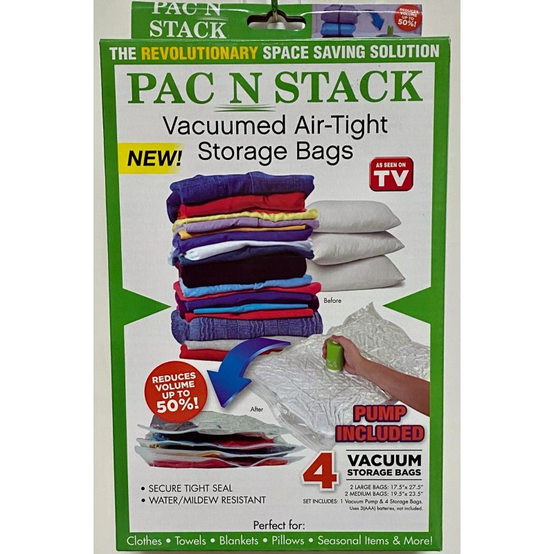 PAC N STACK - Handheld Vacuum Sealing Storage 4 Bags
