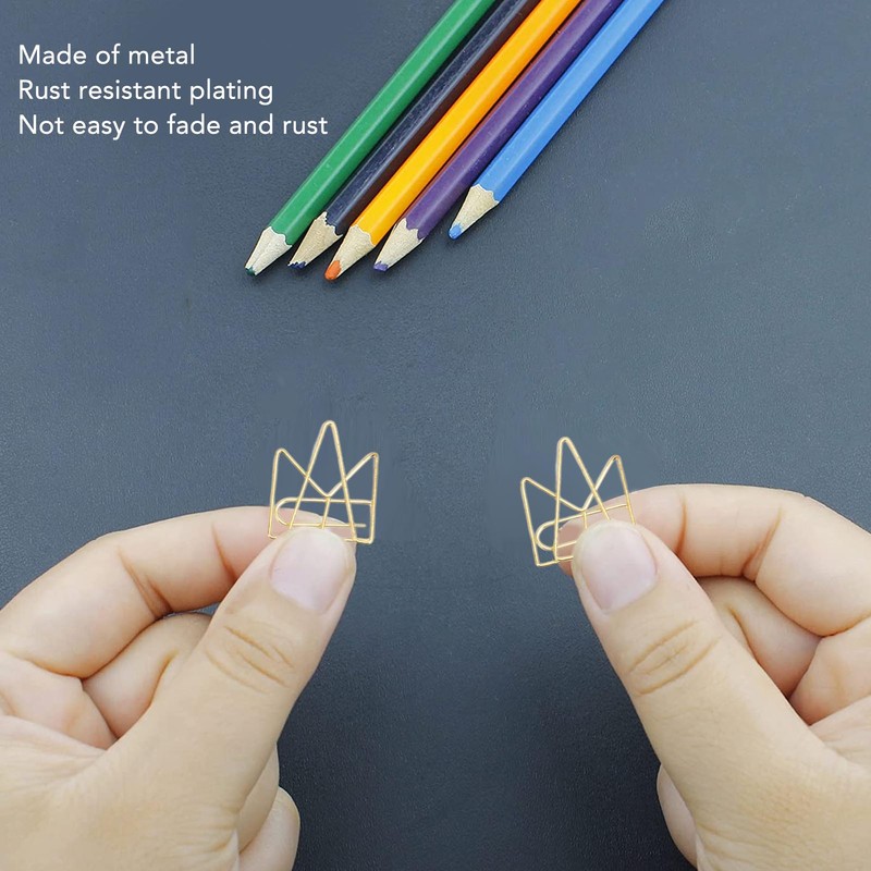 100PCS Metal Crown Paper Clips Multifunctional Rustproof Electroplating Process Prevent