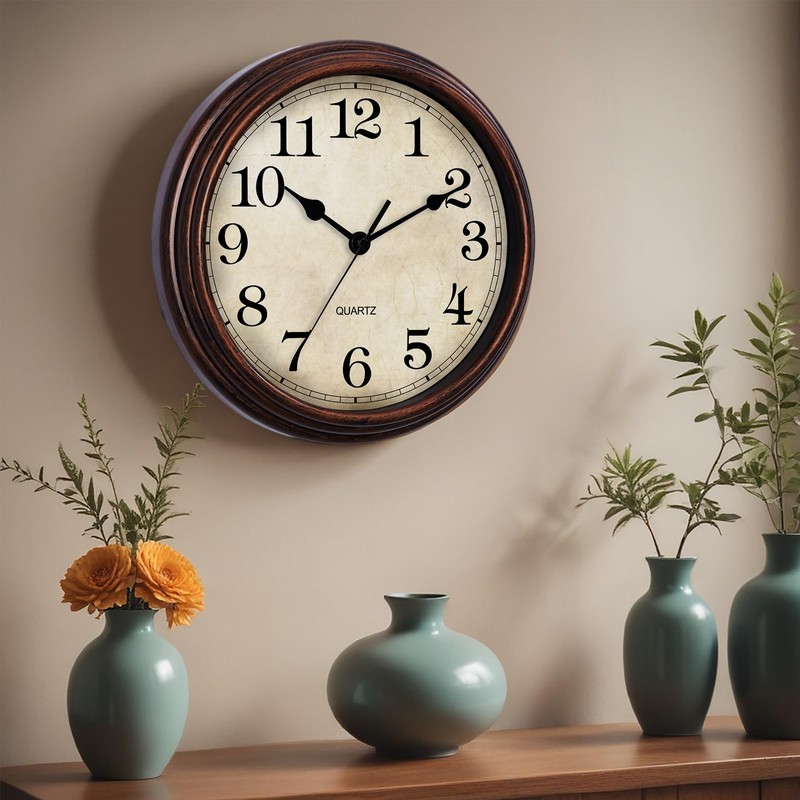 HYLANDA Wall Clock, 9 Inch Silent Non Ticking Classic Battery