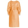 Non-woven hygiene gown, visitor gown, partly PE-coated, with jersey cuffs